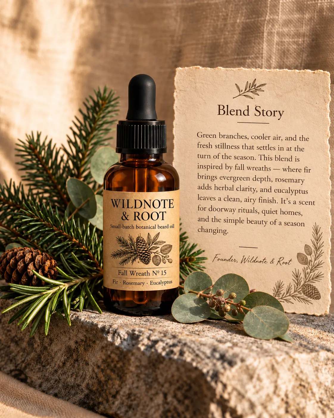 Fall Wreath No. 15 beard oil and its blend story