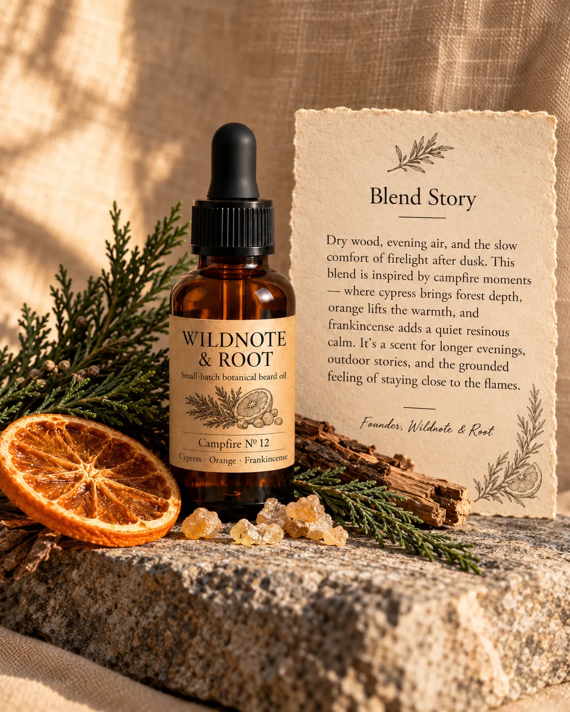 Campfire No. 12 beard oil and its blend story