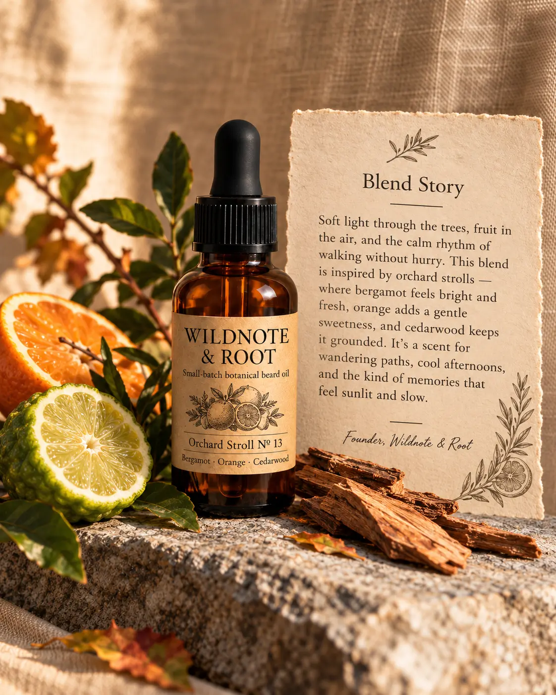 Orchard Stroll No. 13 beard oil and its blend story